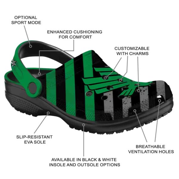 customized north texas mean green star spangled graphic clog new arrival