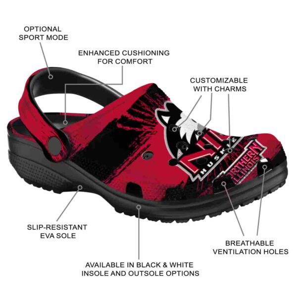 customized northern illinois huskies paint splatter graphics clog new arrival