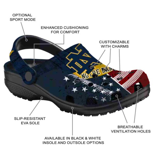 customized notre dame fighting irish star spangled side pattern crocs new arrival
