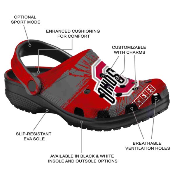 customized ohio state buckeyes paint splatter graphics crocs new arrival