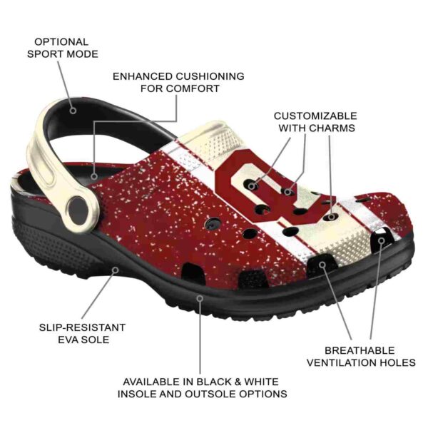customized oklahoma sooners vertical stripes crocs new arrival