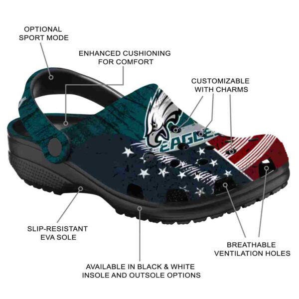 customized philadelphia eagles star spangled side pattern crocs new arrival