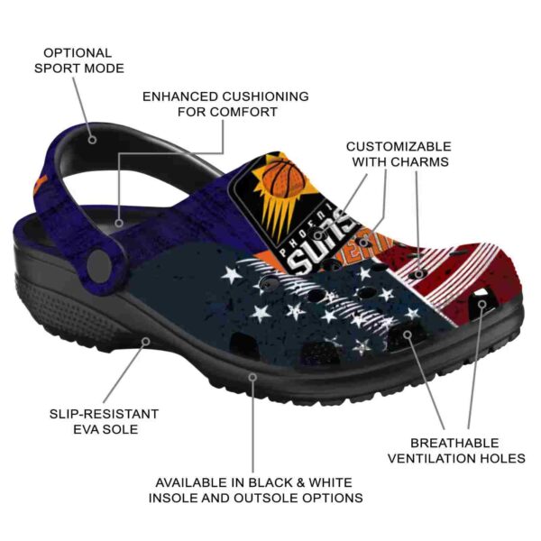 customized phoenix suns star spangled side pattern clog new arrival