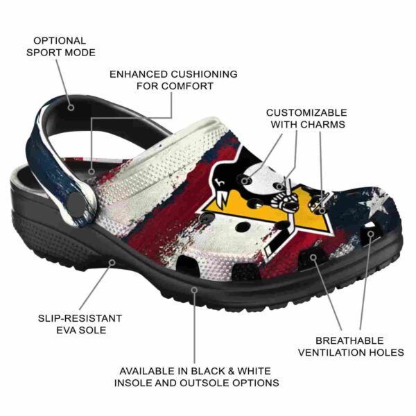 customized pittsburgh penguins patriotic stripes clog new arrival
