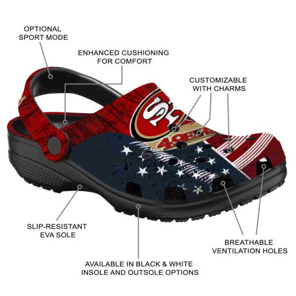 customized san francisco 49ers star spangled side pattern crocs new arrival