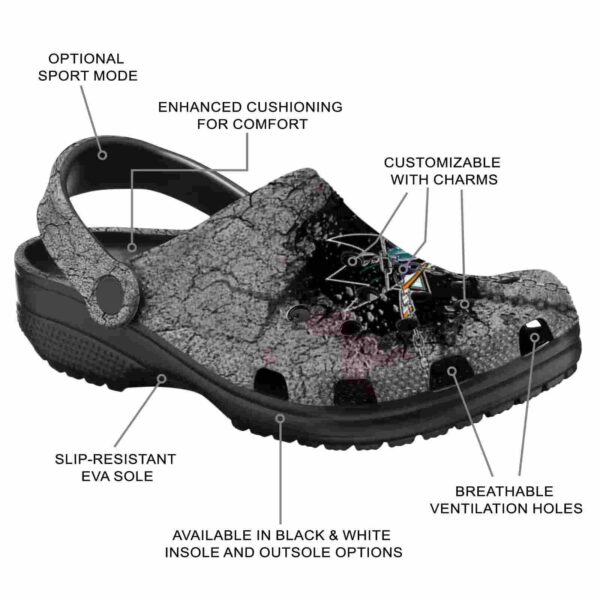 customized san jose sharks cracked ground texture clog new arrival