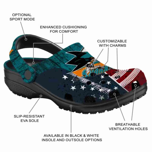 customized san jose sharks star spangled side pattern clog new arrival