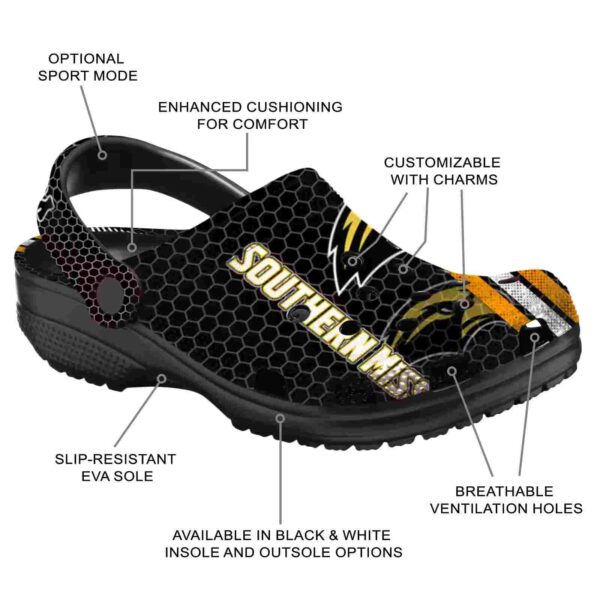 customized southern miss golden eagles contrasting stripes clog new arrival