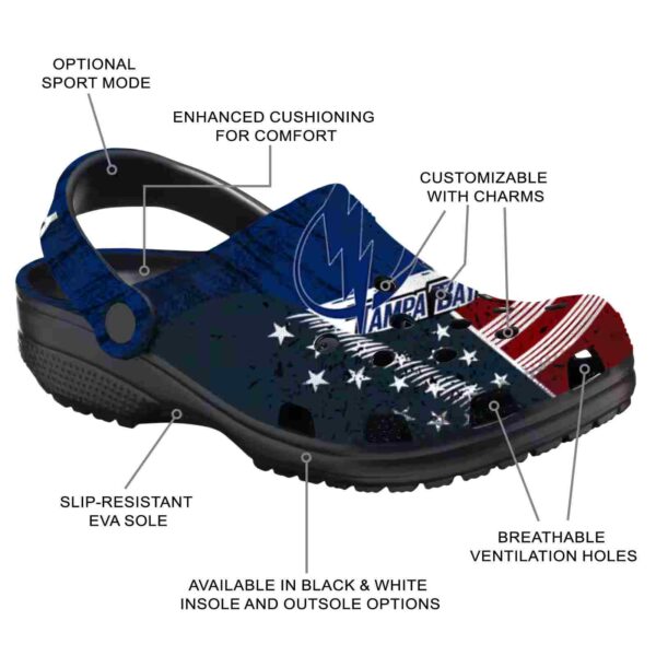 customized tampa bay lightning star spangled side pattern clog new arrival