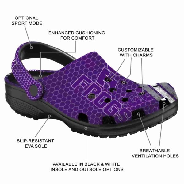 customized tcu horned frogs contrasting stripes crocs new arrival