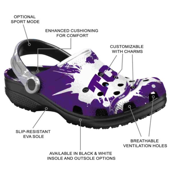 customized tcu horned frogs splatter pattern crocs new arrival