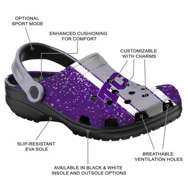 customized tcu horned frogs vertical stripes crocs new arrival