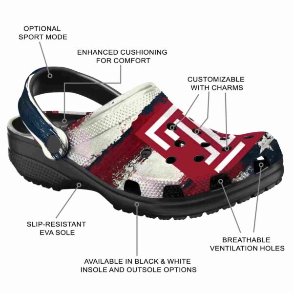 customized temple owls patriotic stripes clog new arrival