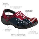 customized temple owls star spangled side pattern clog best selling