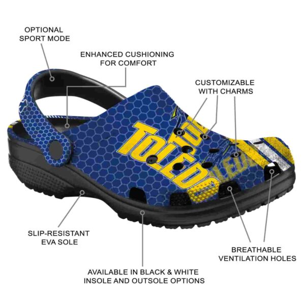 customized toledo rockets contrasting stripes clog new arrival