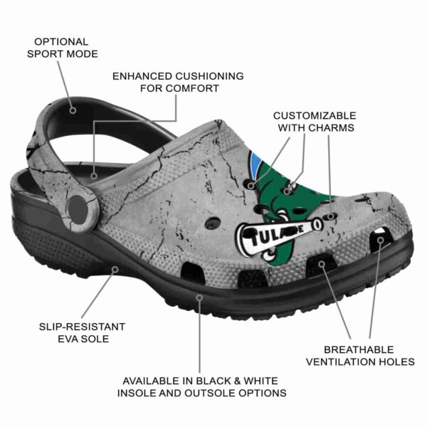 customized tulane green wave cracked texture clog new arrival
