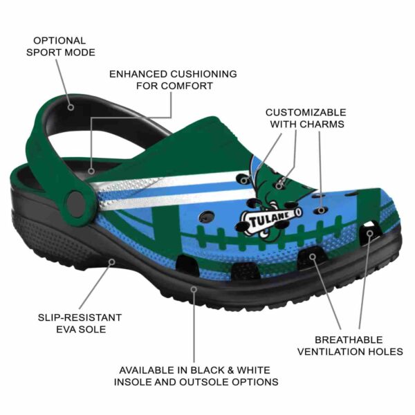 customized tulane green wave football motif clog new arrival