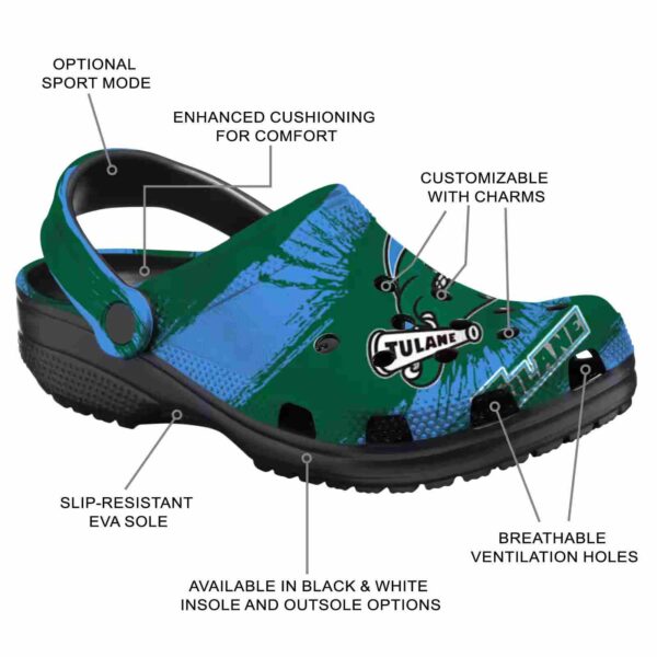 customized tulane green wave paint splatter graphics clog new arrival