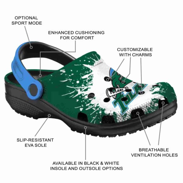 customized tulane green wave splash art clog new arrival
