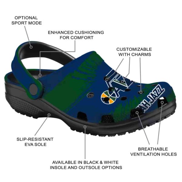 customized utah jazz paint splatter graphics clog new arrival