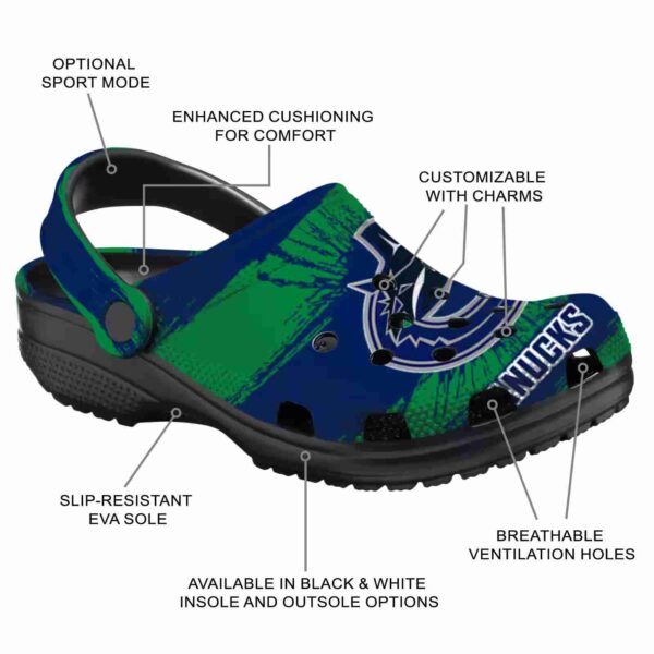 customized vancouver canucks paint splatter graphics clog new arrival