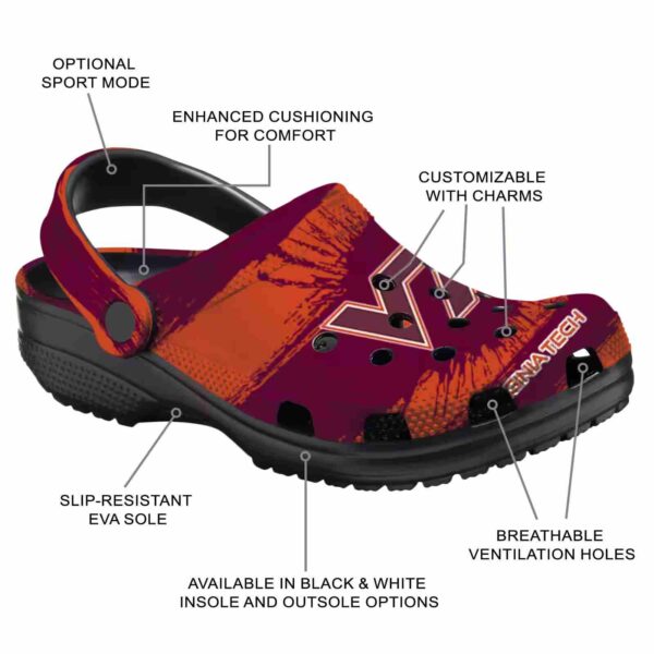 customized virginia tech hokies paint splatter graphics crocs new arrival