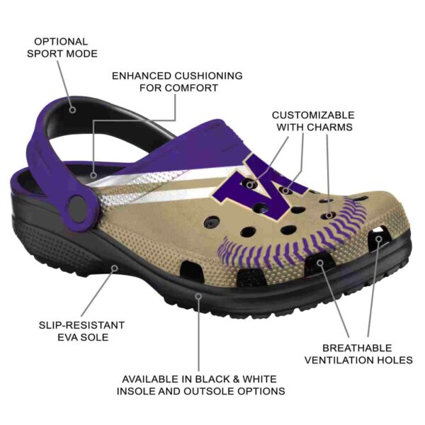 customized washington huskies baseball motif crocs new arrival