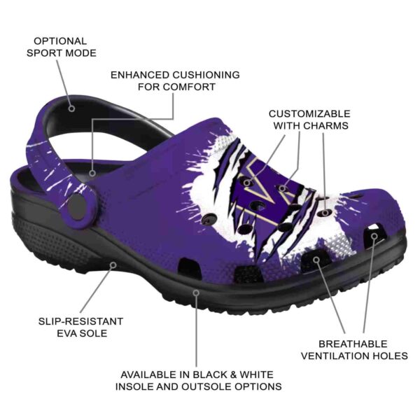 customized washington huskies splash motif background crocs new arrival