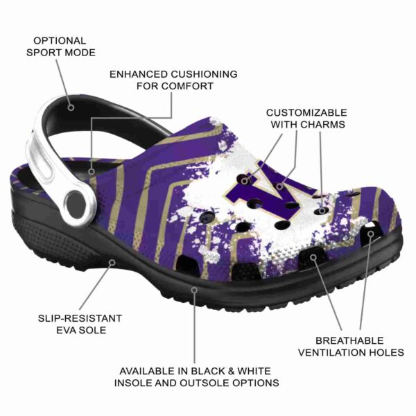 customized washington huskies zigzag paint burst crocs new arrival