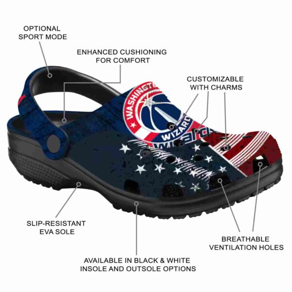 customized washington wizards star spangled side pattern clog new arrival