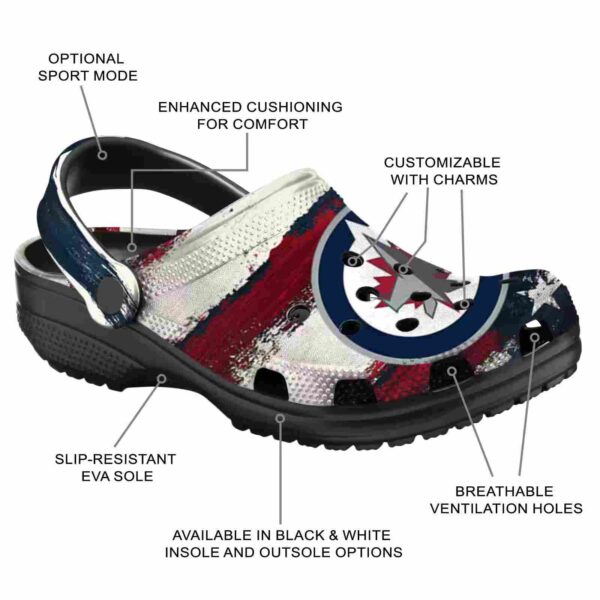 customized winnipeg jets patriotic stripes clog new arrival