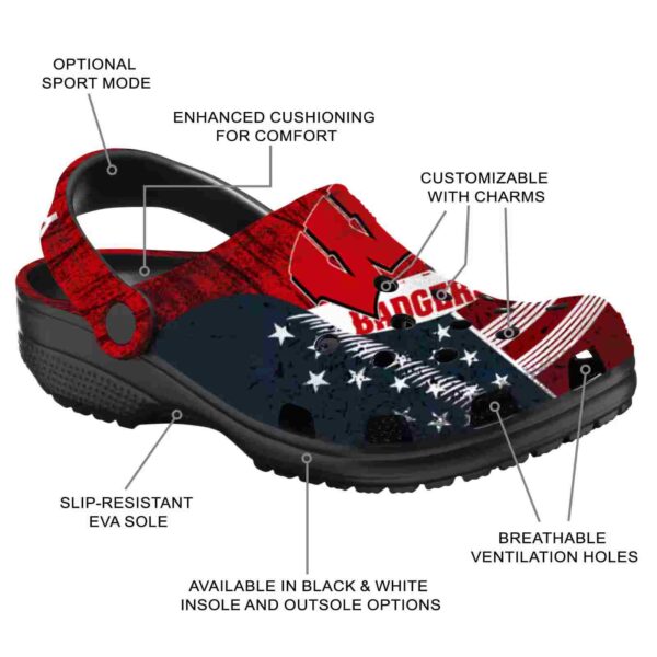 customized wisconsin badgers star spangled side pattern crocs new arrival