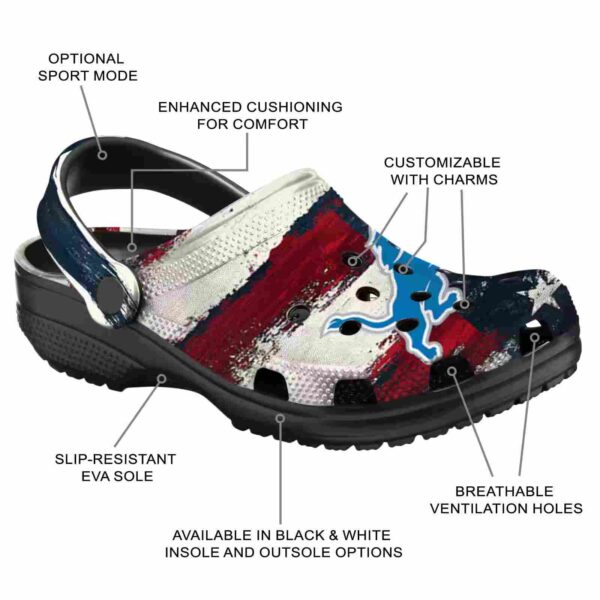detroit lions patriotic stripes crocs new arrival