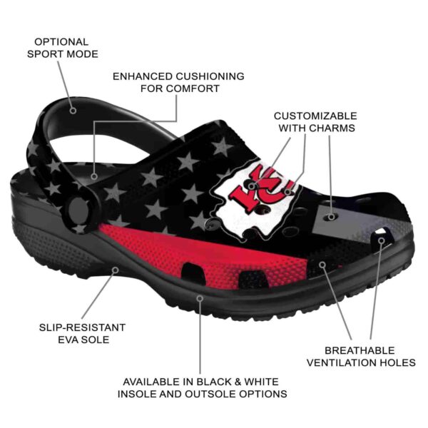 kansas city chiefs stellar stripes theme crocs new arrival