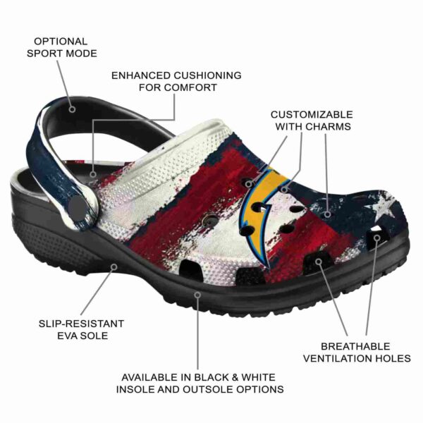 los angeles chargers patriotic stripes crocs new arrival