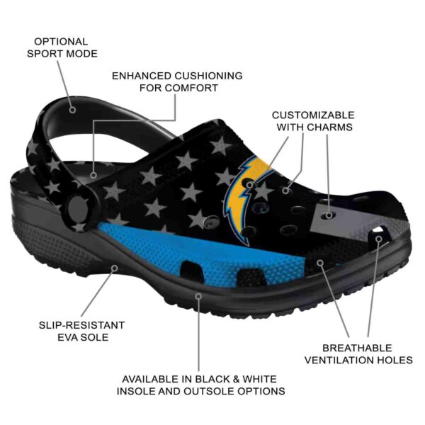 los angeles chargers stellar stripes theme crocs new arrival