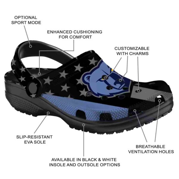 memphis grizzlies stellar stripes theme clog new arrival