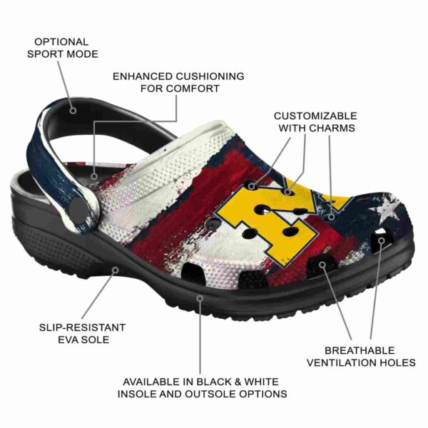michigan wolverines patriotic stripes crocs new arrival