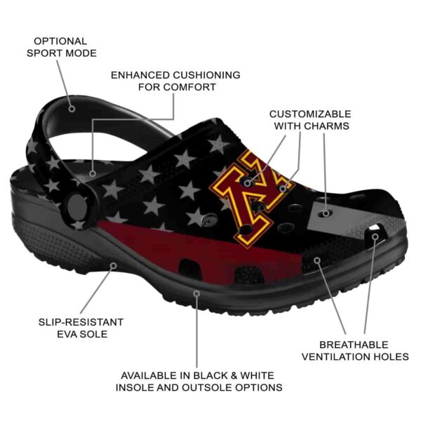 minnesota golden gophers stellar stripes theme clog new arrival