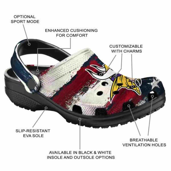 minnesota vikings patriotic stripes crocs new arrival