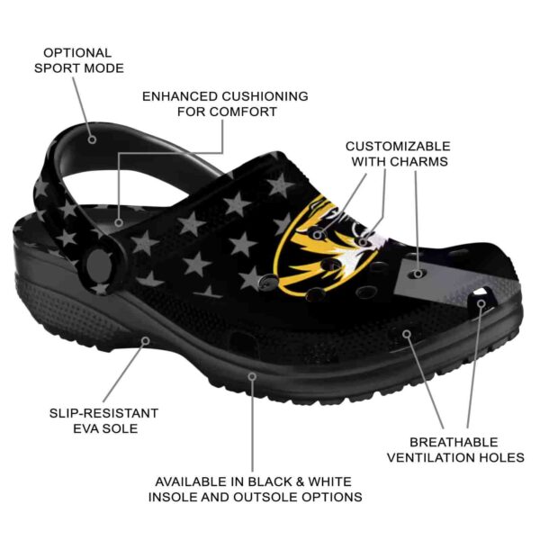 missouri tigers stellar stripes theme clog new arrival