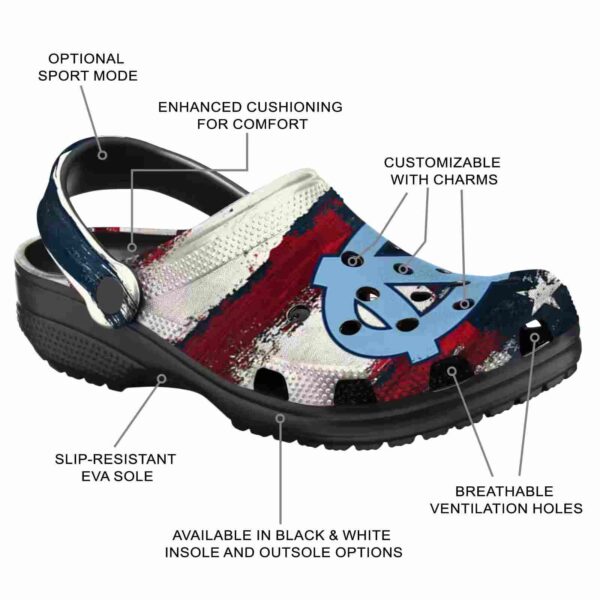 north carolina tar heels patriotic stripes crocs new arrival