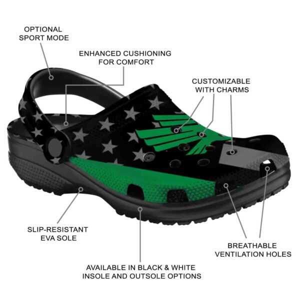 north texas mean green stellar stripes theme clog new arrival