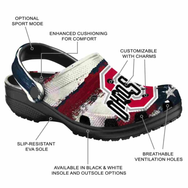 ohio state buckeyes patriotic stripes crocs new arrival