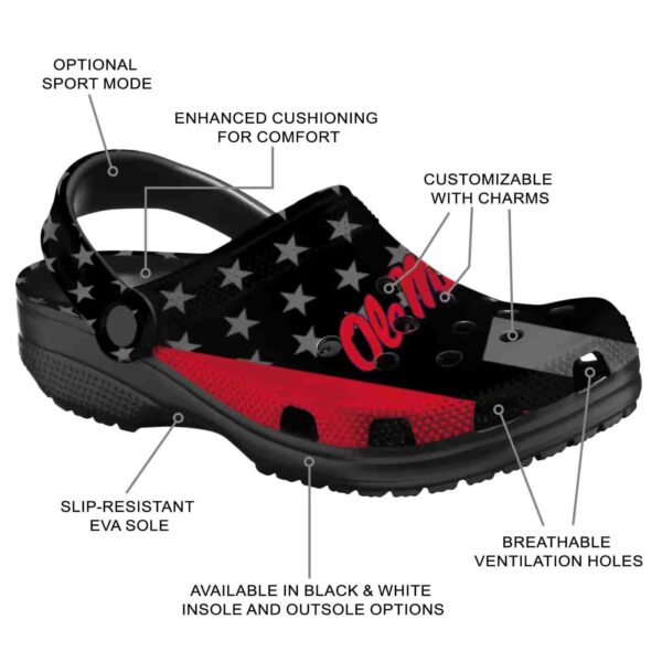 ole miss rebels stellar stripes theme clog new arrival