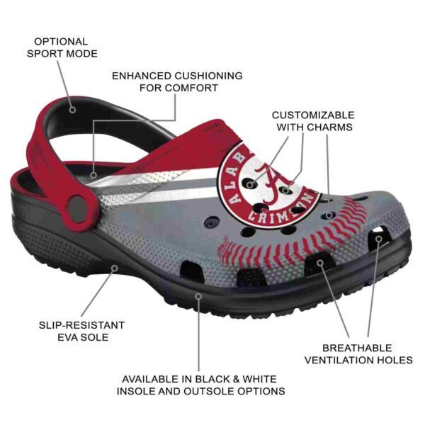 personalized alabama crimson tide baseball motif crocs new arrival