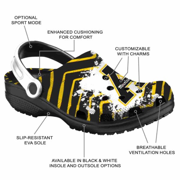 personalized appalachian state mountaineers zigzag paint burst clog new arrival