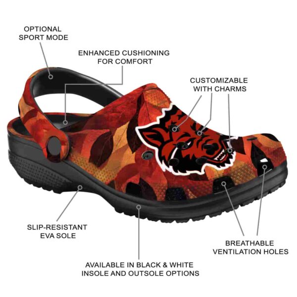 personalized arkansas state red wolves autumn leaves clog new arrival