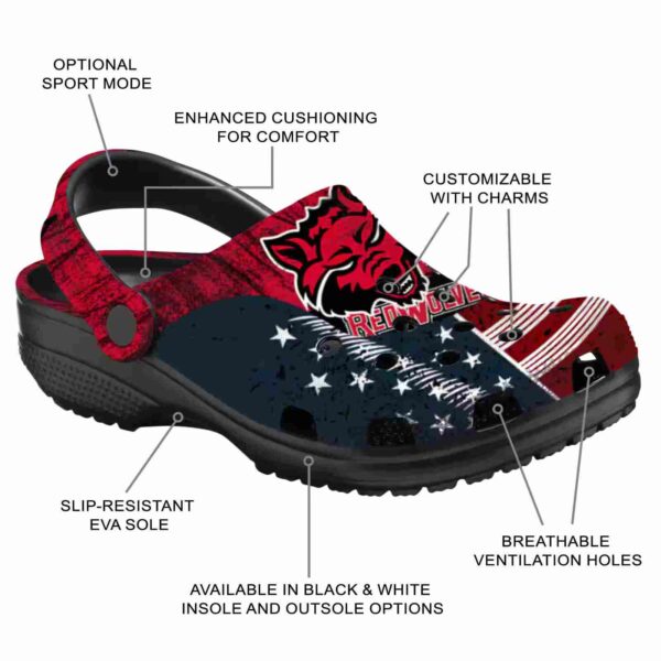 personalized arkansas state red wolves star spangled side pattern clog new arrival