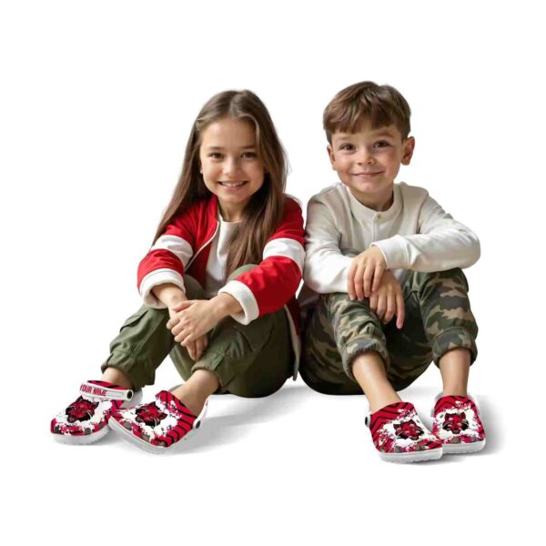 personalized arkansas state red wolves zigzag paint burst clog fashion forward